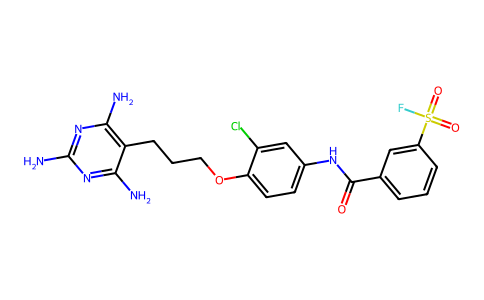m-((3-Chloro-4-(3-(2,4,6-triamino-5-pyrimidinyl)propoxy)phenyl)carbamoyl)benzenesulfonyl fluoride mo